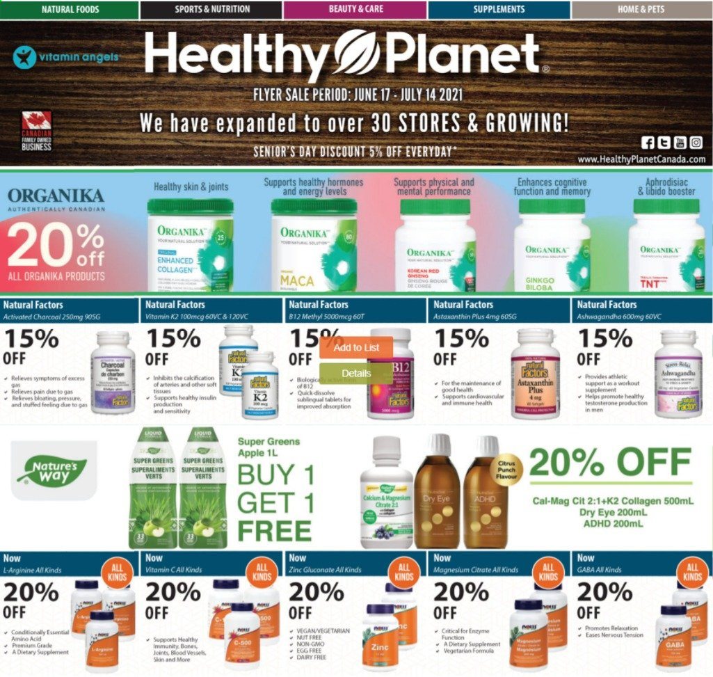 Healthy Planet flyer  - June 17, 2021 - July 14, 2021.