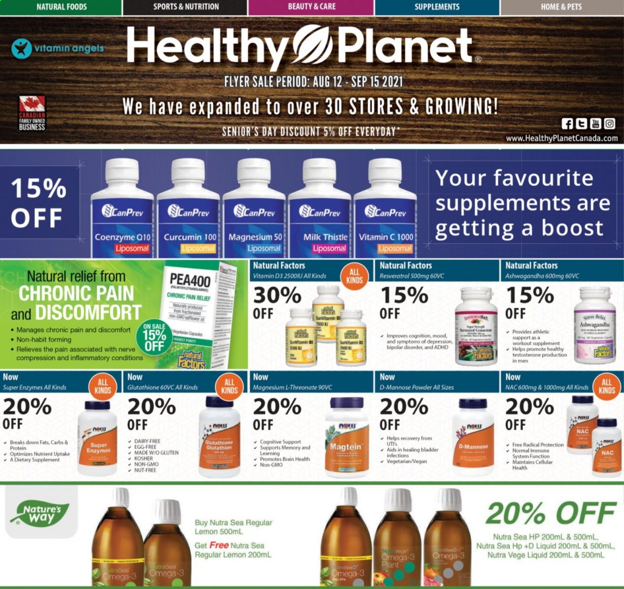 Healthy Planet flyer  - August 12, 2021 - September 15, 2021.