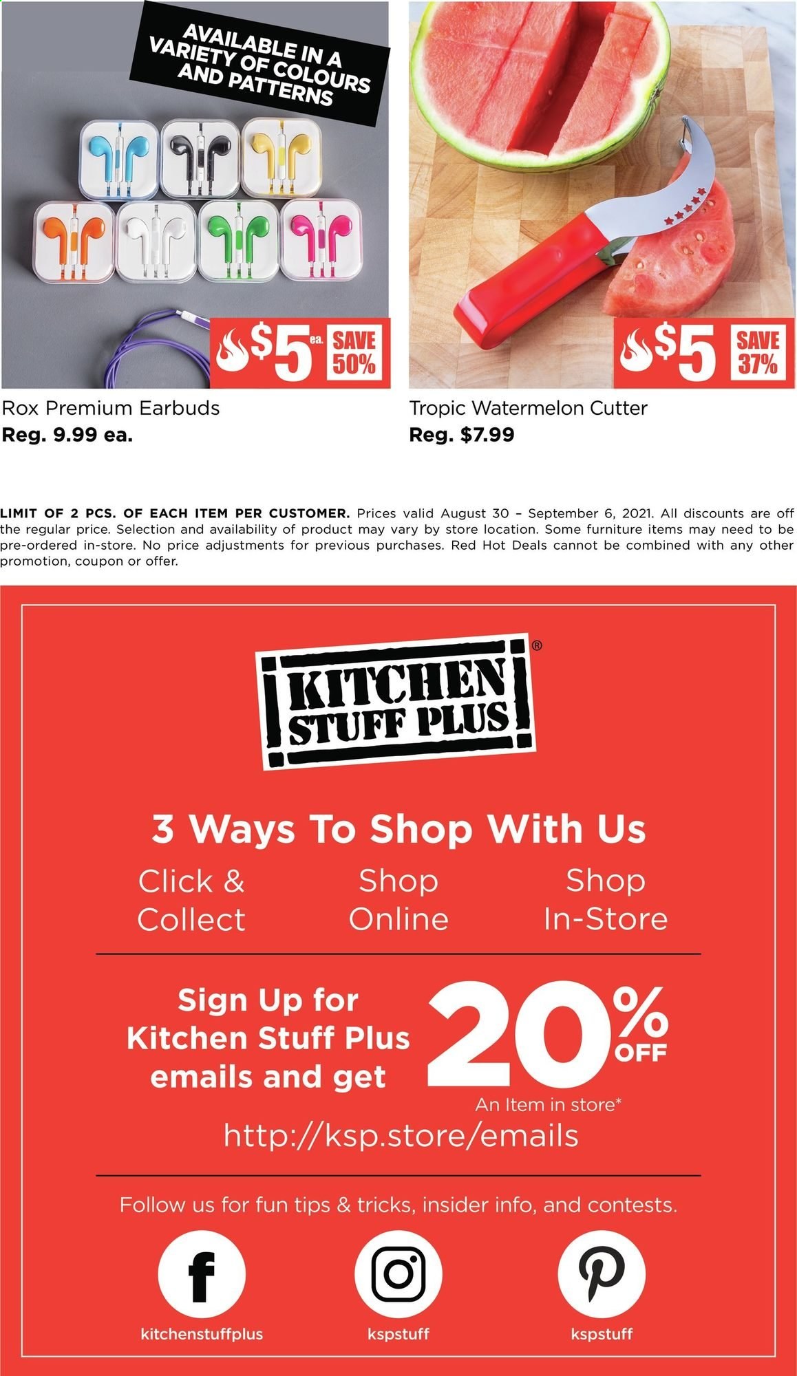 Kitchen Stuff Plus flyer  - August 30, 2021 - September 06, 2021.