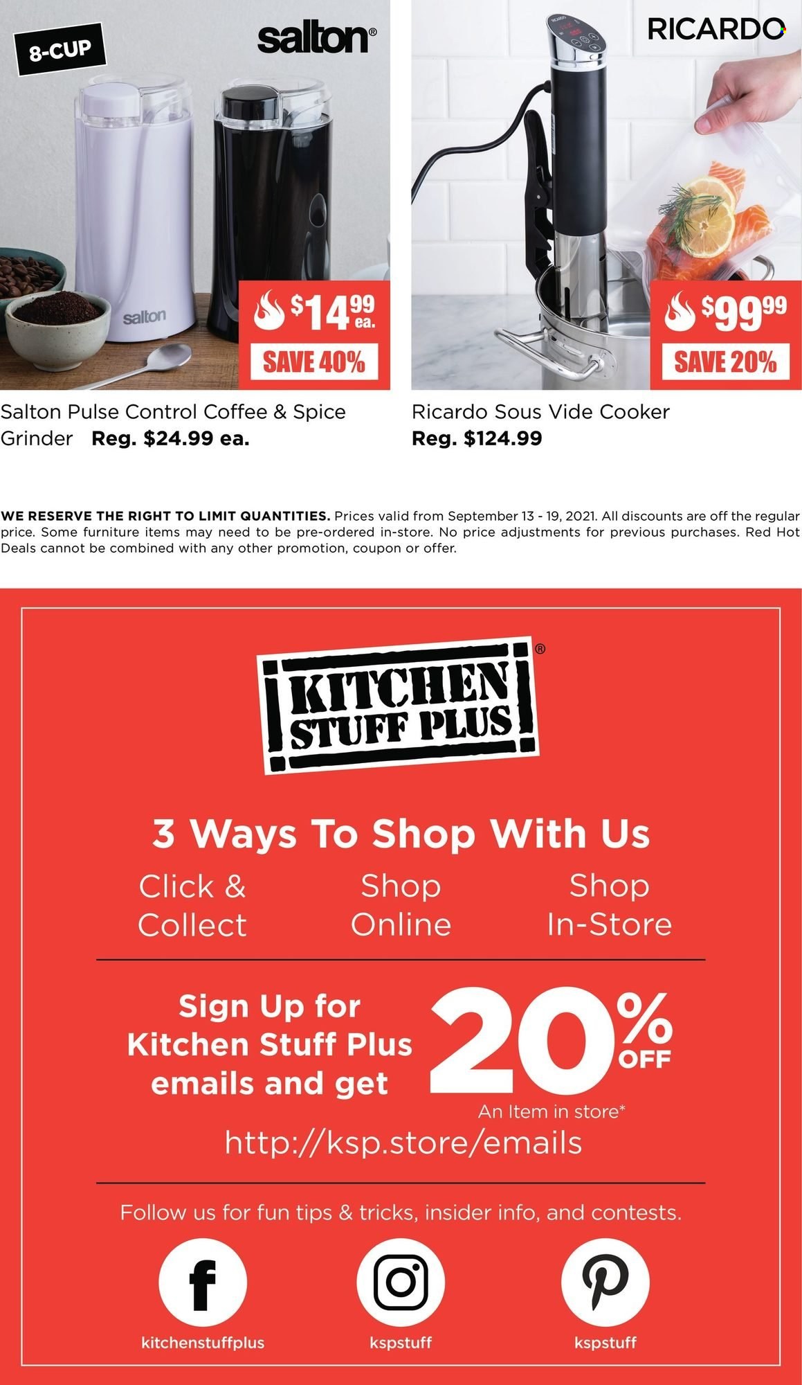 Kitchen Stuff Plus flyer  - September 13, 2021 - September 19, 2021.