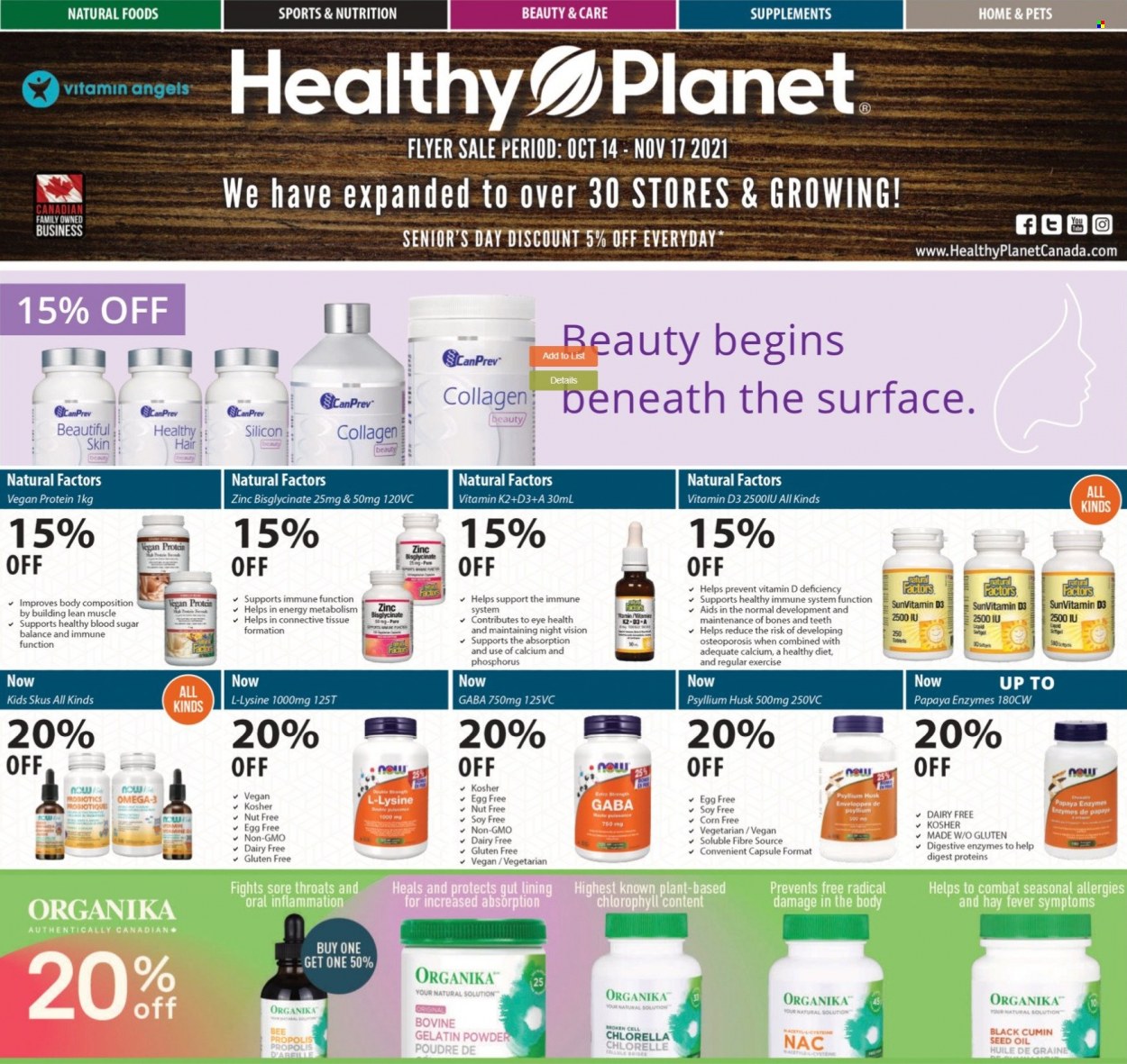 Healthy Planet flyer  - October 14, 2021 - November 17, 2021.