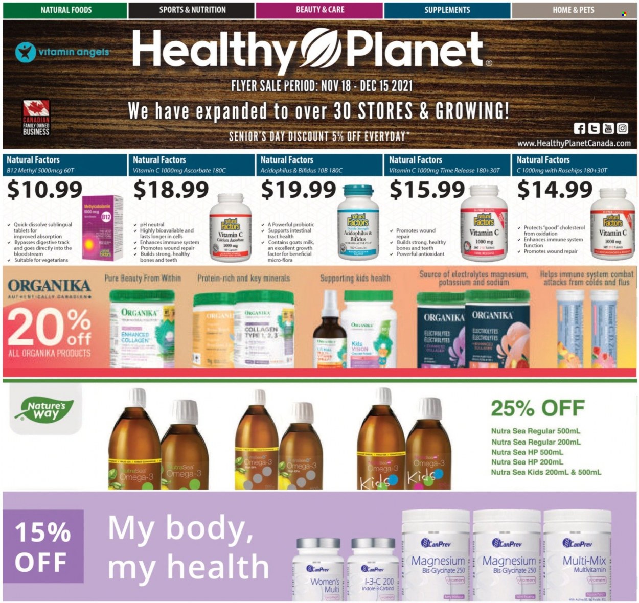 Healthy Planet flyer  - November 18, 2021 - December 15, 2021.