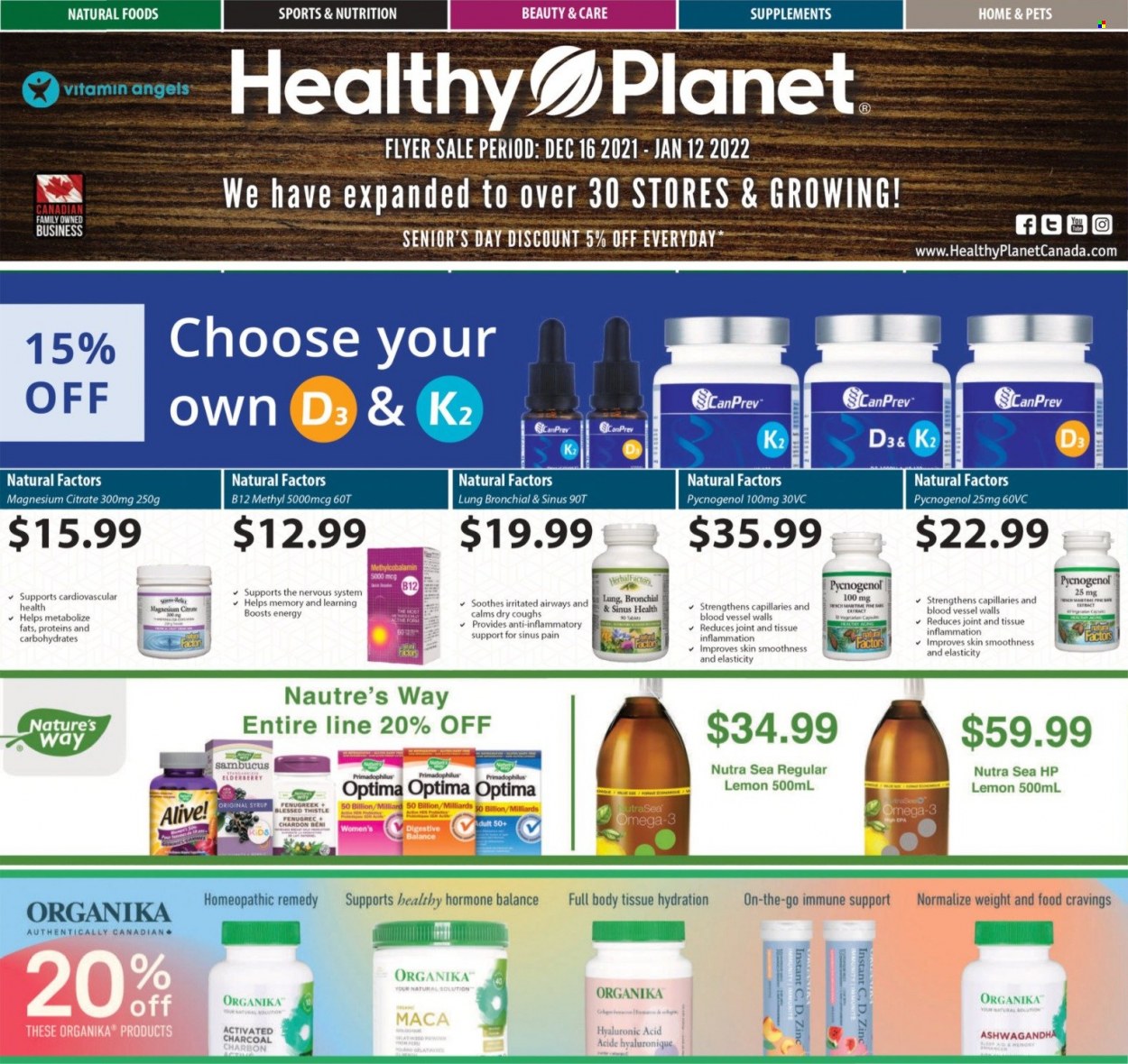 Healthy Planet flyer  - December 16, 2021 - January 12, 2022.