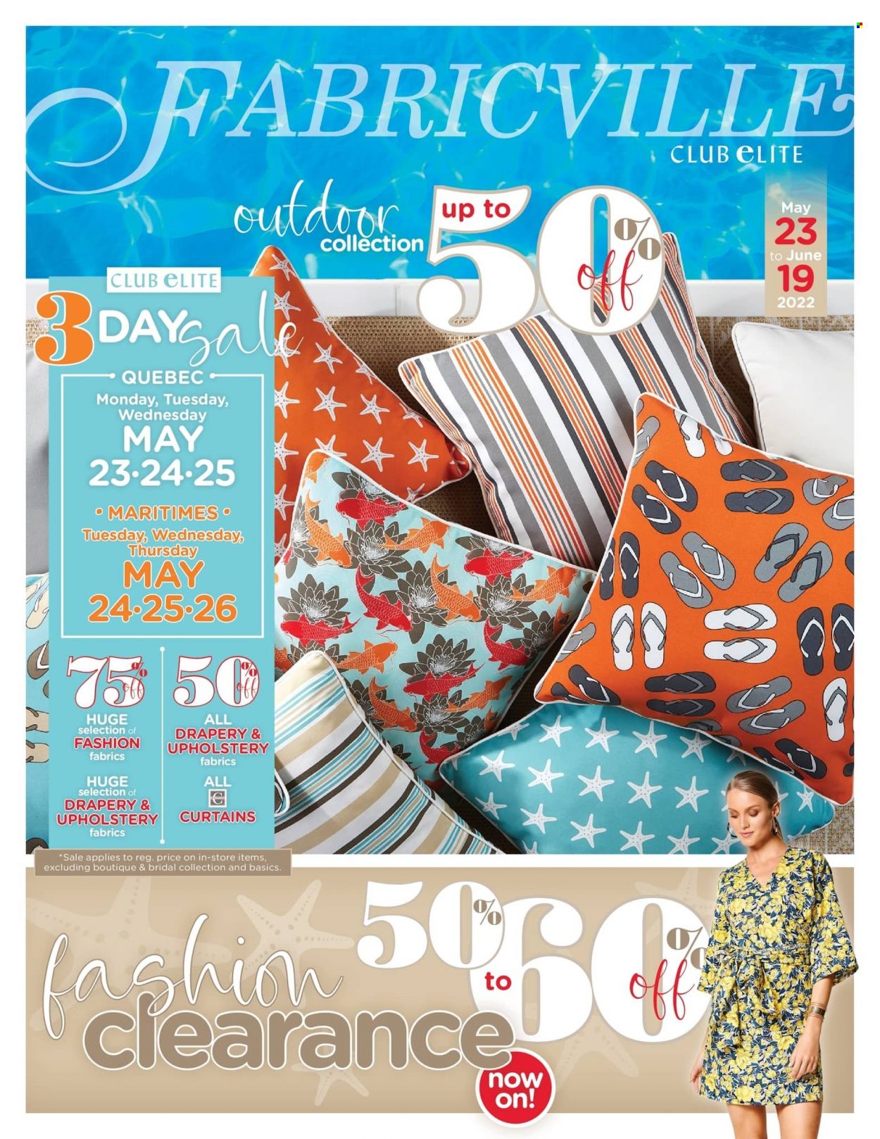 Fabricville flyer  - May 23, 2022 - June 19, 2022.