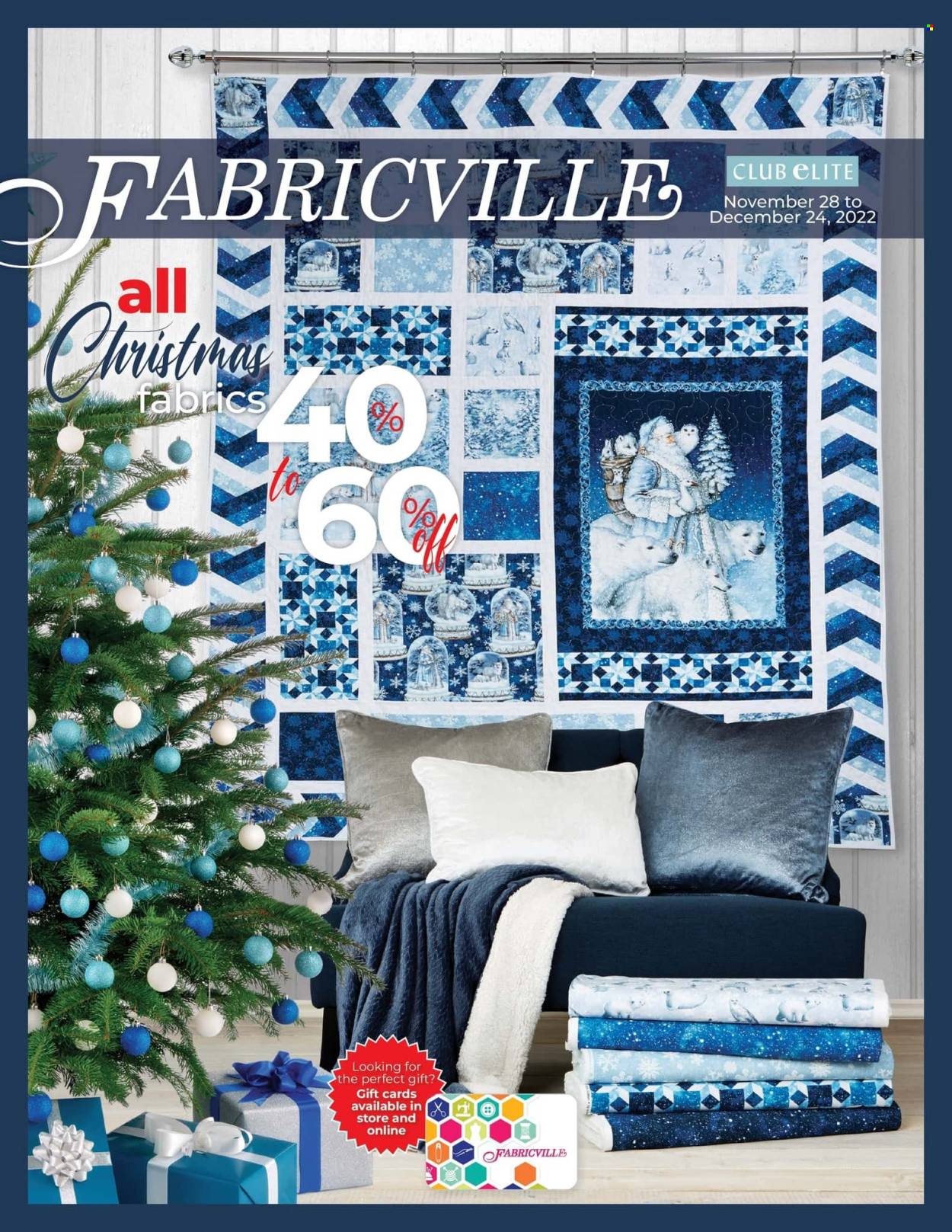 Fabricville flyer  - November 28, 2022 - December 24, 2022.