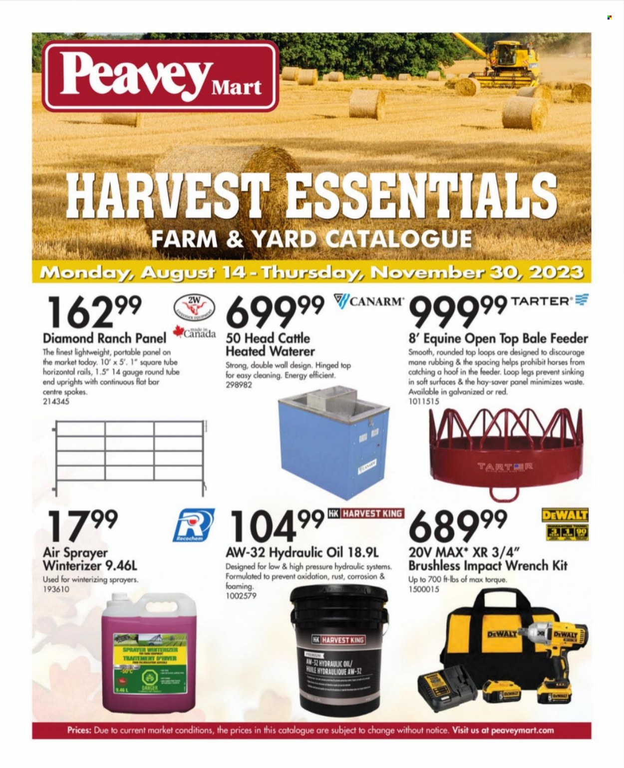 Peavey Mart flyer  - August 14, 2023 - November 30, 2023. Page 1.