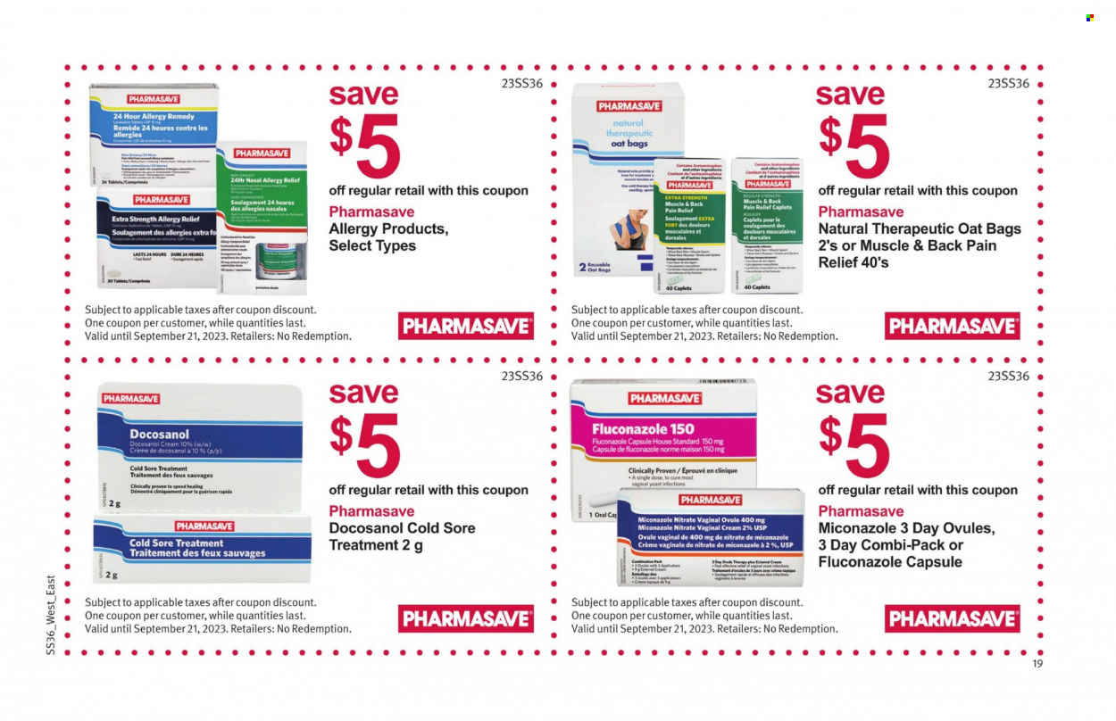 Pharmasave flyer  - September 08, 2023 - September 21, 2023. Page 20.