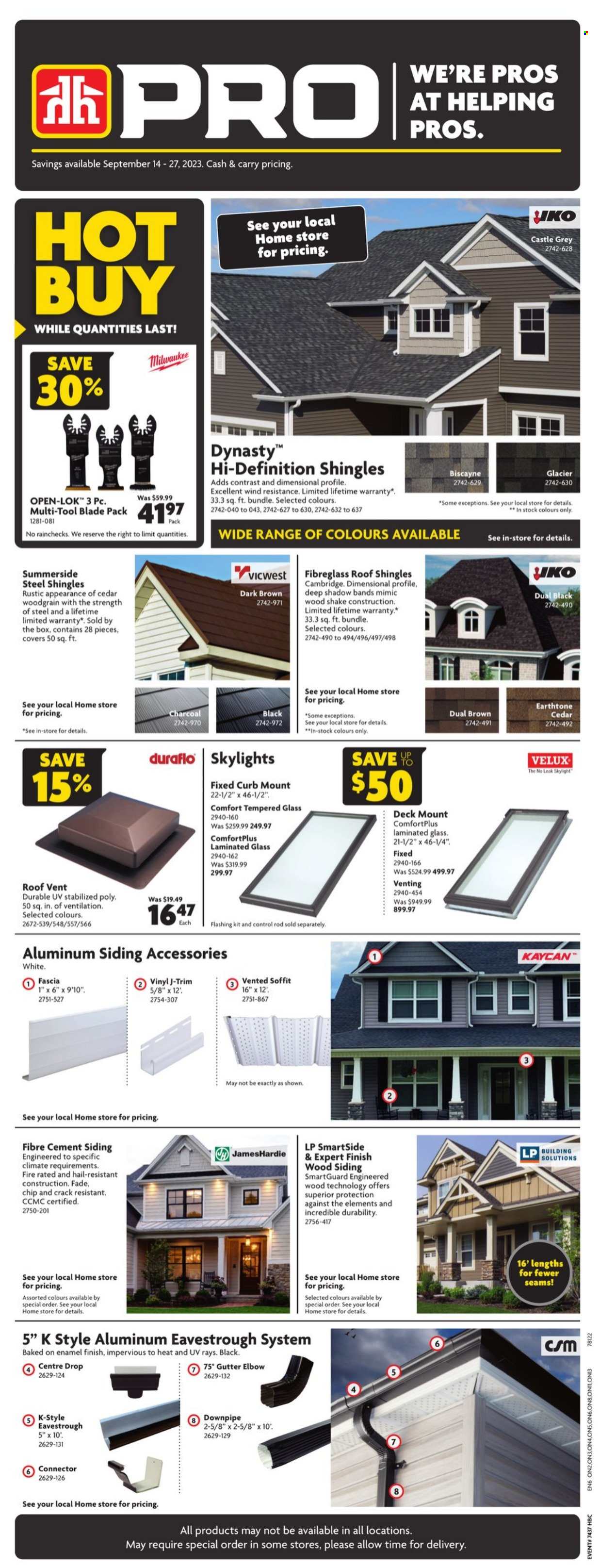 Home Hardware flyer  - September 14, 2023 - September 27, 2023. Page 1.