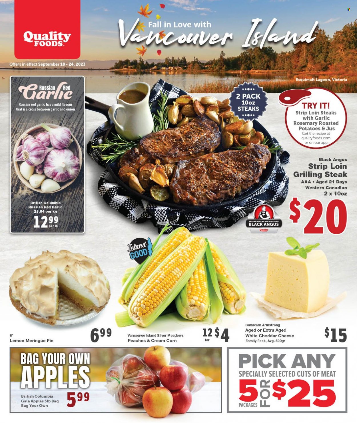 Quality Foods flyer  - September 18, 2023 - September 24, 2023. Page 1.