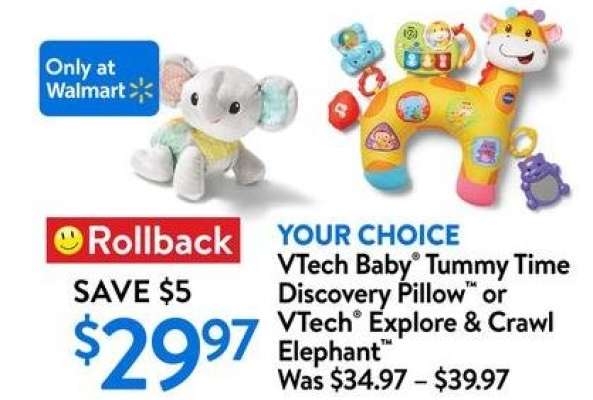 VTech Baby Tummy Time Discovery Pillow or VTech Explore & Crawl Elephant