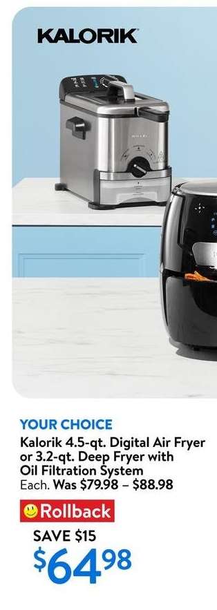 Kalorik 4.5-qt. Digital Air Fryer or 3.2-qt. Deep Fryer