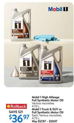 Mobil 1 High Mileage Full Synthetic Motor Oil