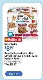 Beneful Incredibites Beef Lovers Wet Dog Food, 12ct Variety Pack