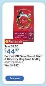 Purina ONE Smartblend Beef & Rice Dry Dog Food 12.4kg