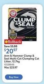 Arm & Hammer Clump & Seal Multi-Cat Clumping Cat Litter, 12.7kg