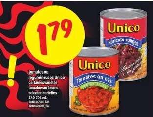 Unico tomates ou légumineuses