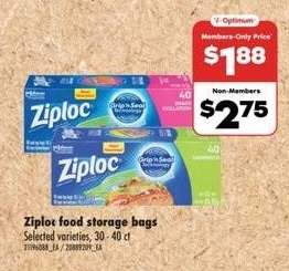 ZIPLOC FOOD STORAGE BAGS