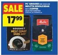 PC Ground or Melitta Whole Bean Coffee