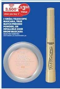L'Oréal Telescopic Mascara, True Match Pressed Powder, or Infallible 24HR Brow Mascara