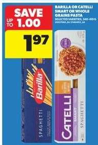 Barilla or Catelli Smart or Whole Grains Pasta