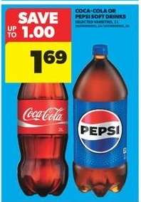COCA-COLA or PEPSI SOFT DRINKS
