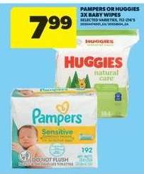 Pampers or Huggies 3x Baby Wipes