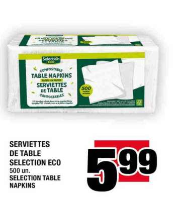 SERVIETTES DE TABLE SELECTION ECO
