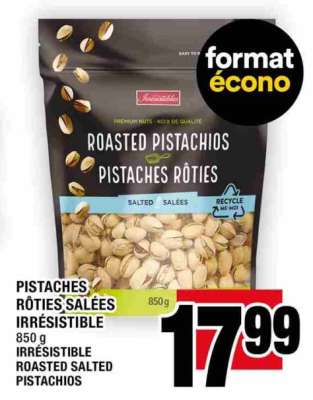 PISTACHES RÔTIES SALÉES IRRÉSISTIBLE