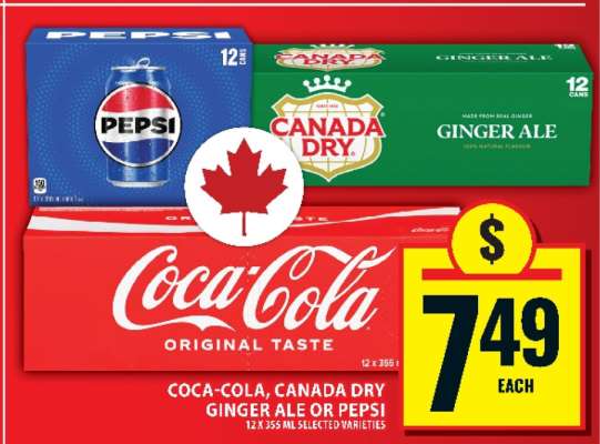 Coca-Cola, Canada Dry Ginger Ale or Pepsi