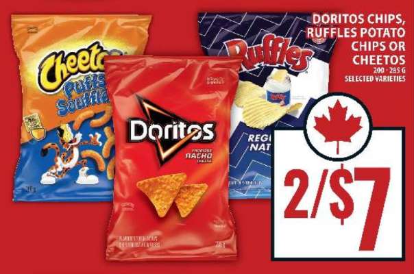 Doritos Chips, Ruffles Potato Chips or Cheetos