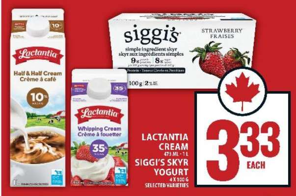 Lactantia Cream & Siggi's Skyr Yogurt