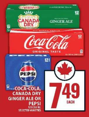 Coca-Cola, Canada Dry Ginger Ale or Pepsi