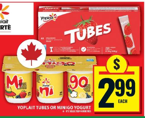 YOPLAIT TUBES OR MINIGO YOGURT