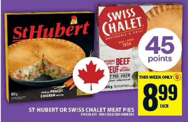 ST-HUBERT OR SWISS CHALET MEAT PIES