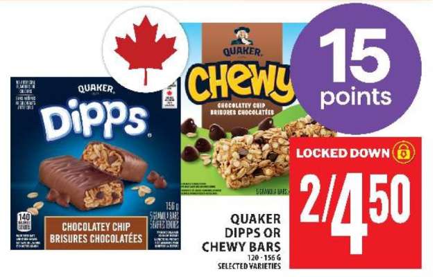 QUAKER DIPPS OR CHEWY BARS