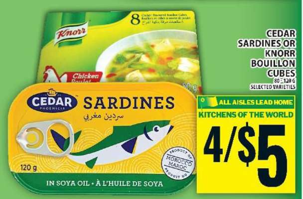 Cedar Sardines or Knorr Bouillon Cubes