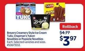 Breyers Creamery Style Ice Cream Tubs, Chapman's Yukon Novelties or Popsicle Novelties