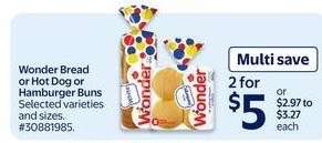 Wonder Bread or Hot Dog or Hamburger Buns