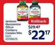 Jamieson Glucosamine 150s or Cranberry Complex 100s