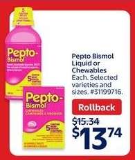 Pepto Bismol Liquid or Chewables