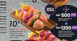 Fresh Air-Chilled Chicken Breast or Thigh Kabobs with Vegetables
