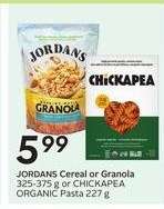 JORDANS Cereal or Granola / CHICKAPEA ORGANIC Pasta