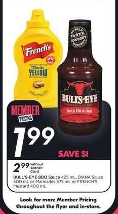 BULL'S-EYE BBQ Sauce or FRENCH'S Mustard