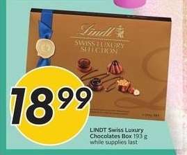 LINDT Swiss Luxury Chocolates Box 193 g