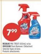 RESOLVE PRE-TREAT (650ml) or OXICLEAN Stain Remover / Détachant
