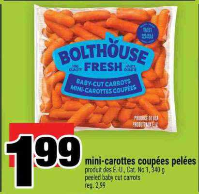 Mini carottes coupées pelées