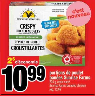 portions de poulet panées Sunrise Farms