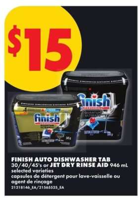 FINISH AUTO DISHWASHER TAB or JET DRY RINSE AID