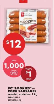 PC 'Smokies' or Pork Sausages