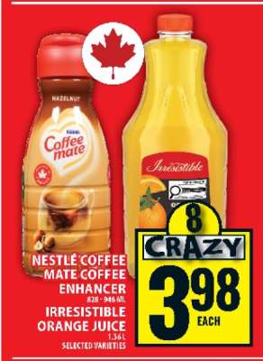 Nestle Coffee Mate Coffee Enhancer & Irresistible Orange Juice